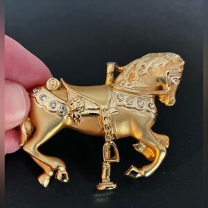 Gold Carousel Horse Brooch/Pin